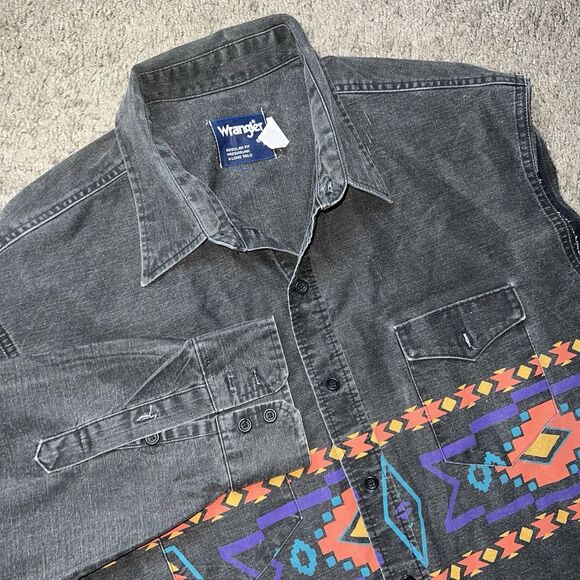 Wrangler Other - Wrangler Aztec Amarillo Brushpopper  Multicolor Black Vintage Shirt XL